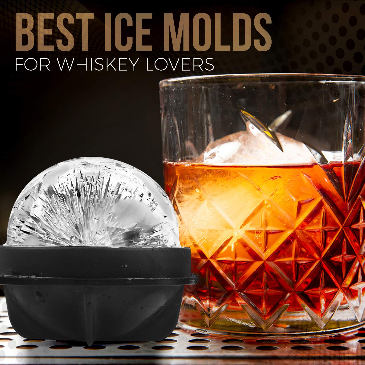 Bola de hielo grande Shefio para whisky, mantiene la bebida fría.