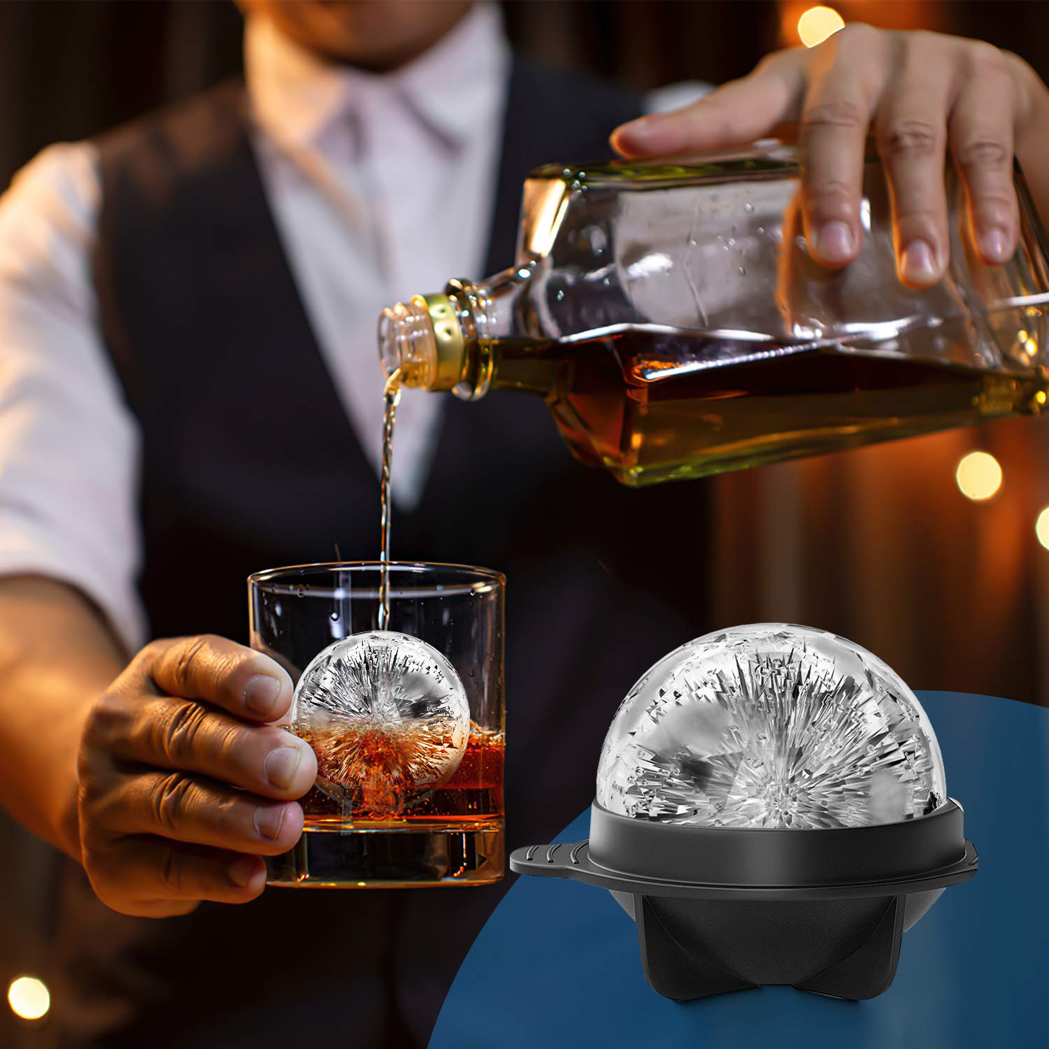 Molde de silicona Shefio para hielo de whisky, anti fugas.