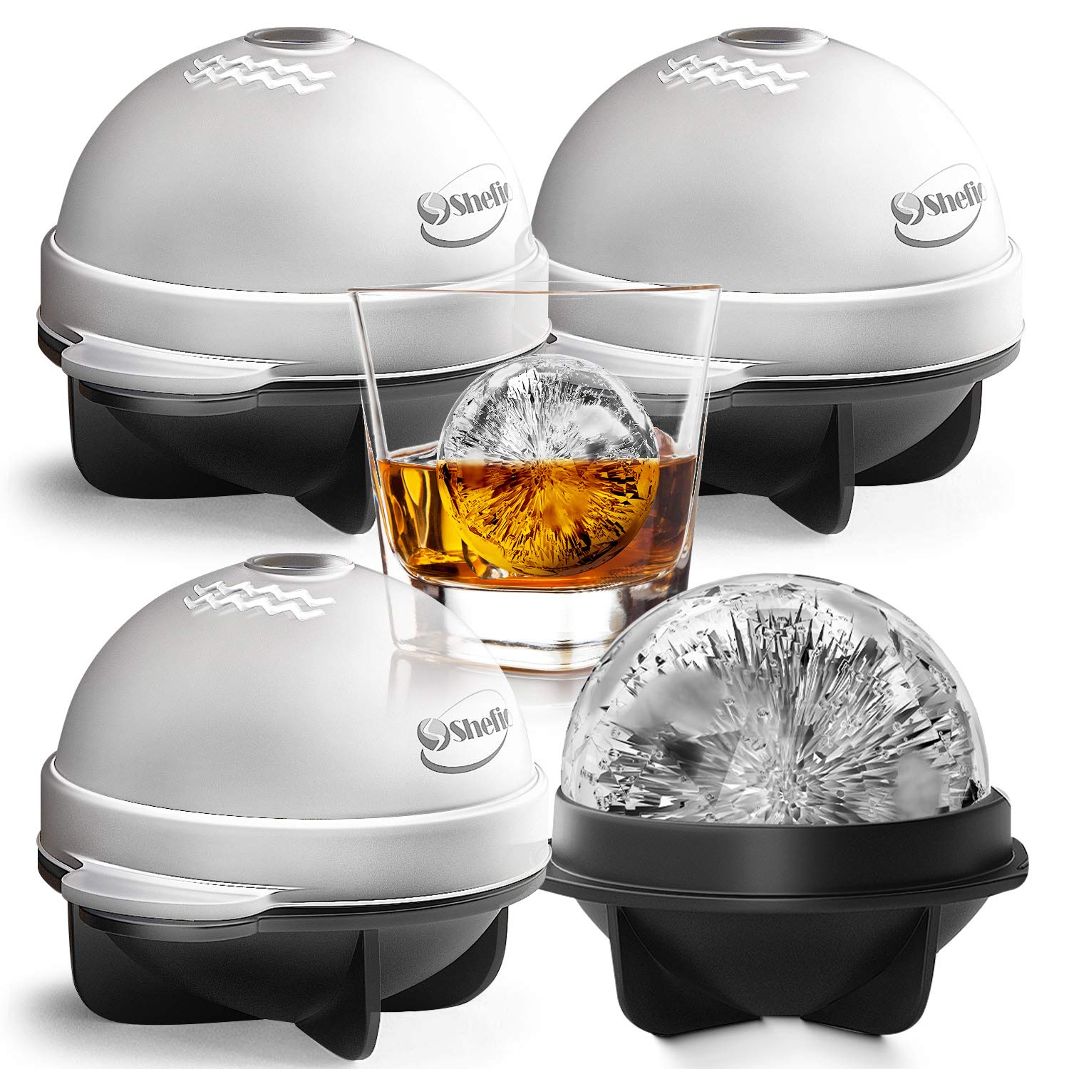 Moldes Shefio para whisky: hielo esférico de 2,5 pulgadas para enfriar sin diluir.