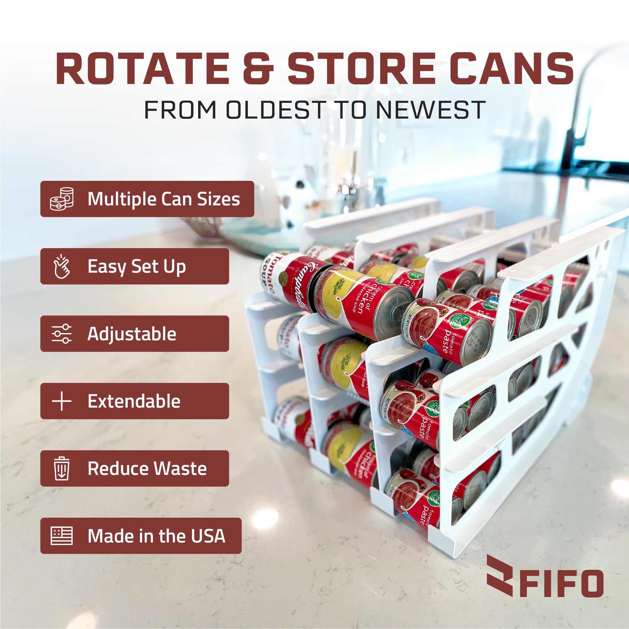 Shelf Reliance estante para latas en despensa con eficiencia