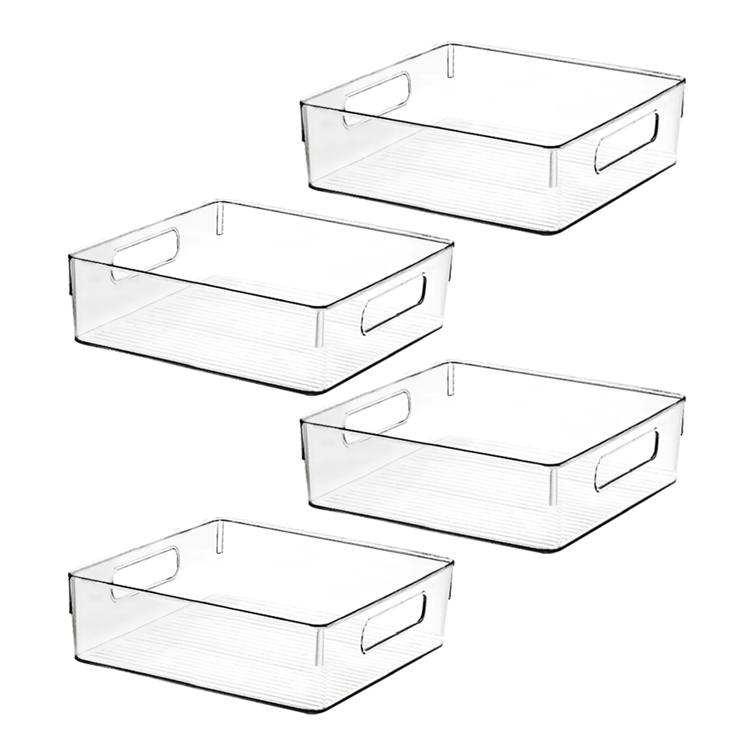 ShelfShaper contenedores plásticos claros en cocina para despensa organizada