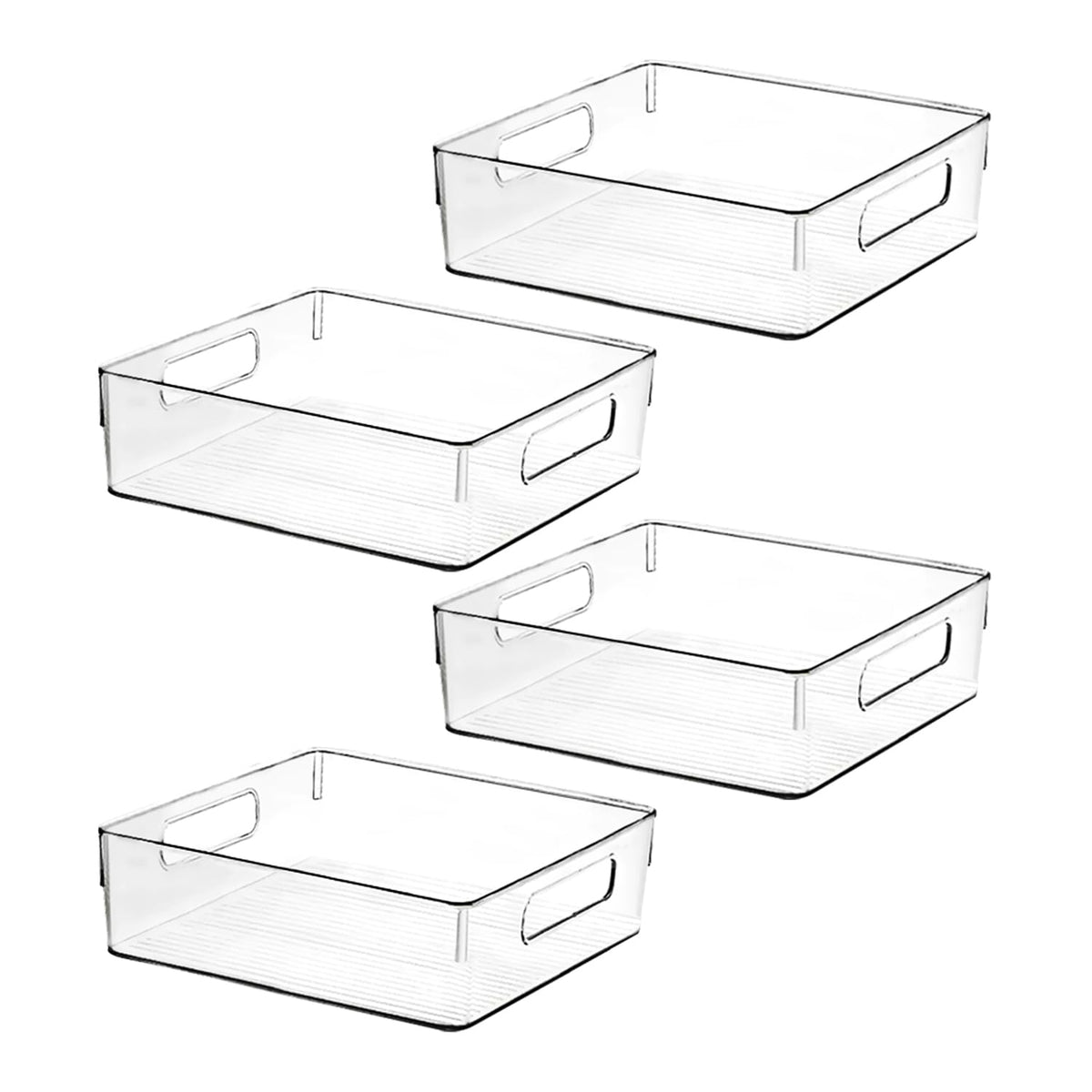 ShelfShaper contenedores plásticos claros en cocina para despensa organizada