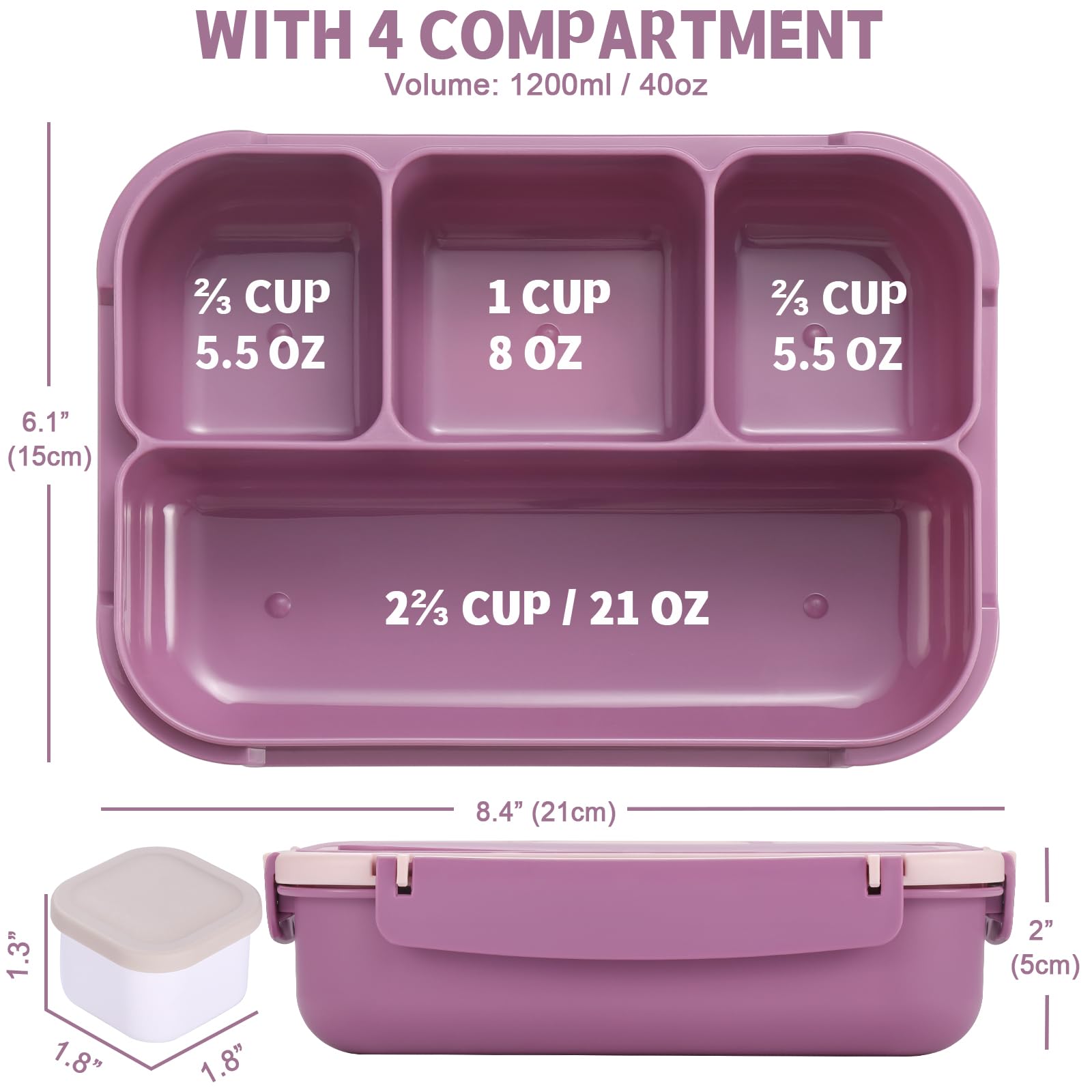 shell and turtle bento-box con 4 compartimentos para porciones separadas