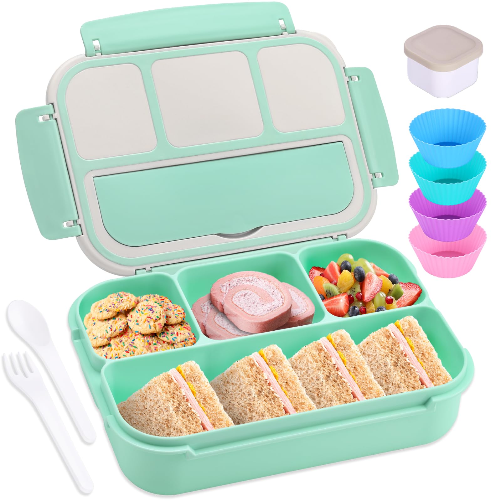 Caja Bento Shell and Turtle en verde seafoam para almuerzos diarios