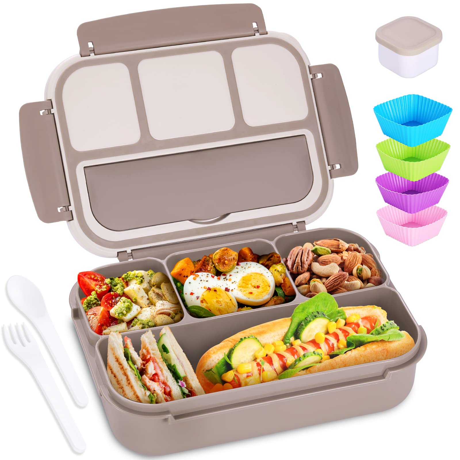 shell and turtle bento caja-almuerzo con 4 compartimentos para porciones separadas