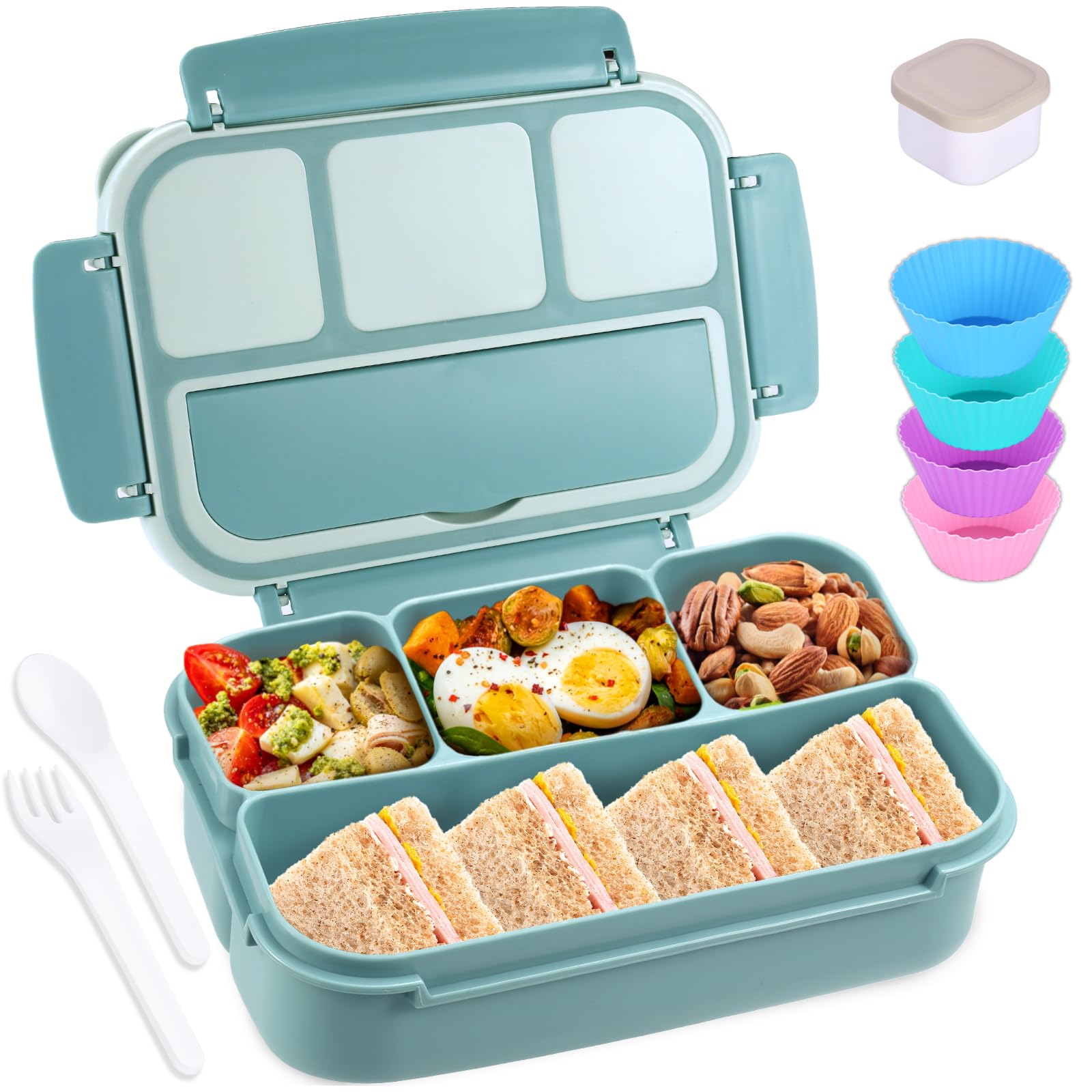 shell and turtle bento en turquesa claro, caja de almuerzo para uso diario