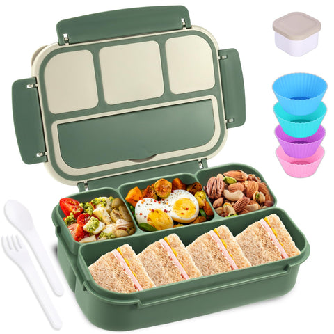 shell-and-turtle caja-almuerzo estilo-bento con 4 compartimentos para porciones equilibradas.