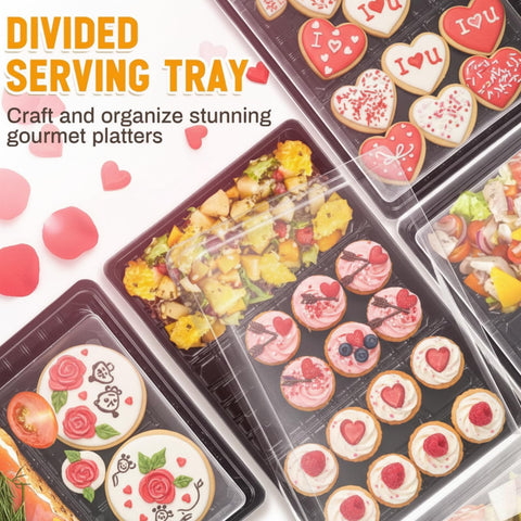 Bandeja Shellwei para catering desechable, perfecta para eventos y fiestas.