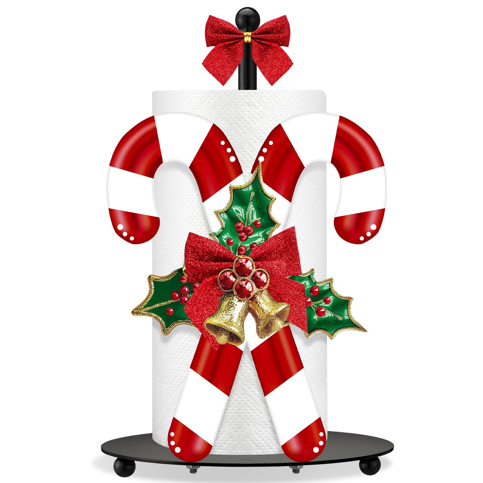 Shellwei portarrollos navideño bastón de caramelo con base redonda para cocina