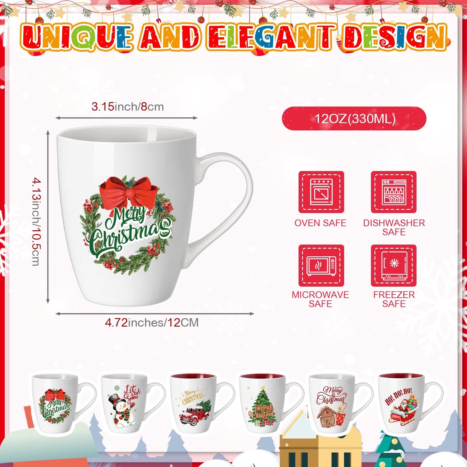 Shellwei taza cerámica navidad árbol 11oz, añade ambiente festivo a la mesa