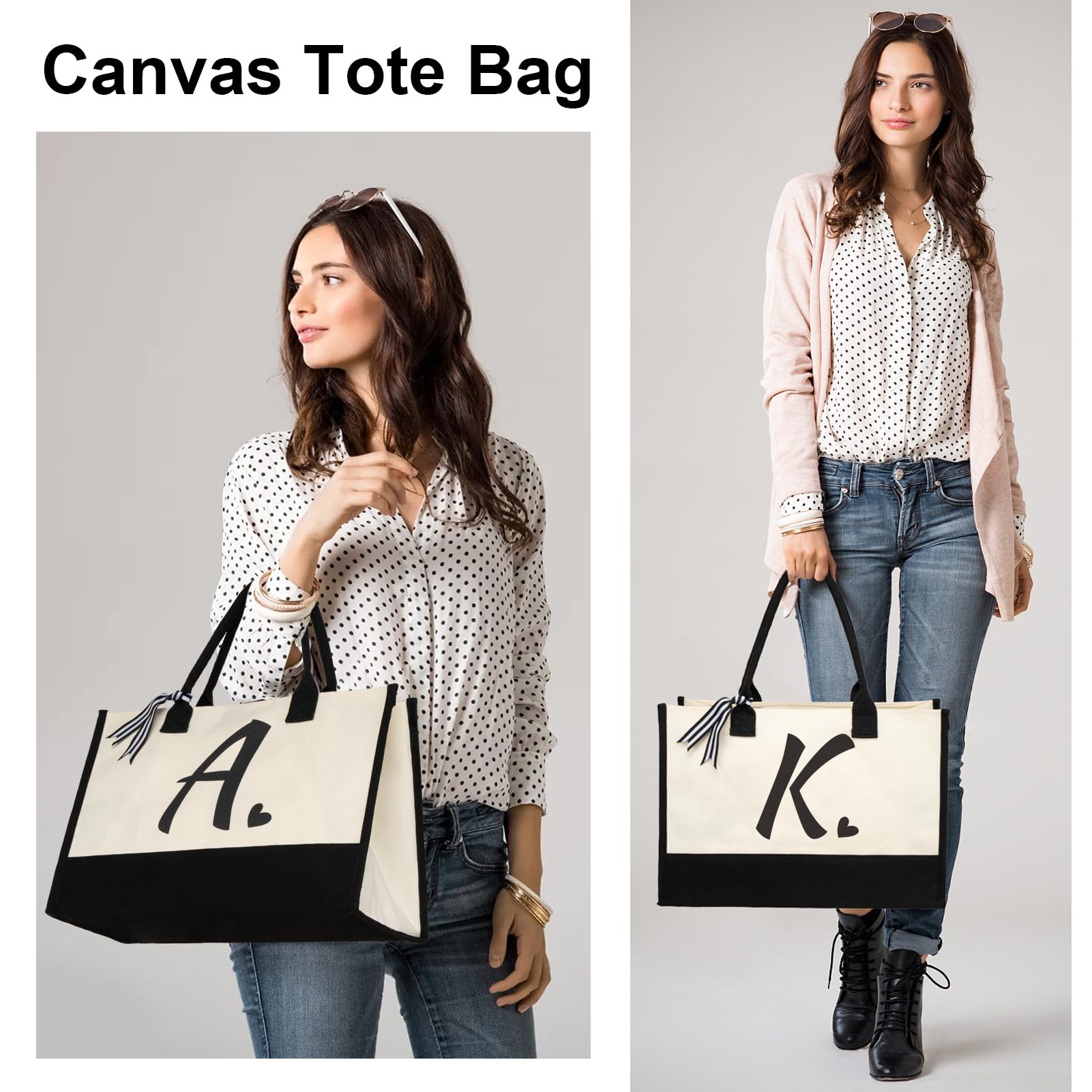 Shenee bolso tote lona inicial, diseño de dos tonos y costura retro.