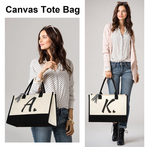 Shenee bolso tote lona inicial, diseño de dos tonos y costura retro.
