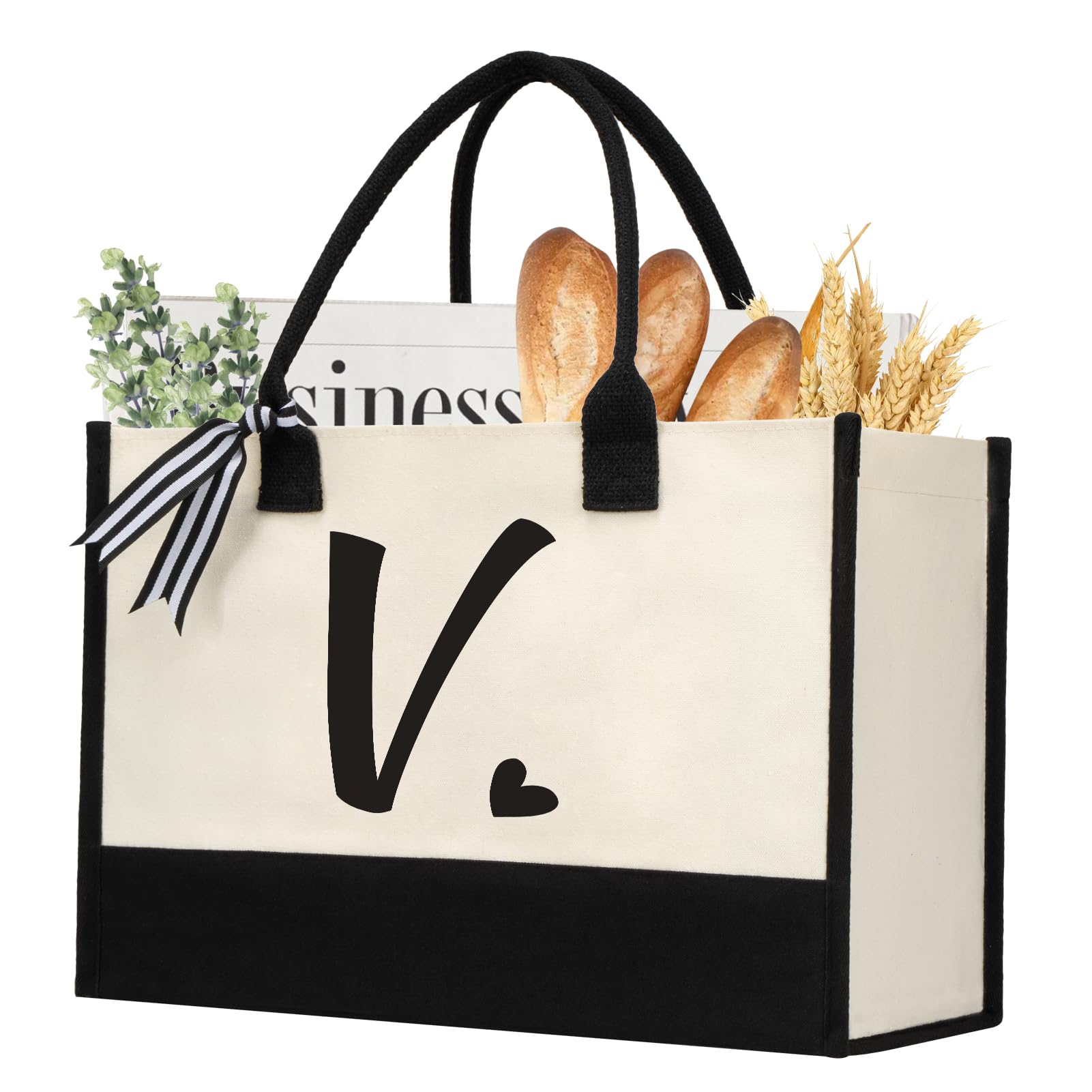 Shenee Tote Inicial de Lona con capacidad grande para uso diario.