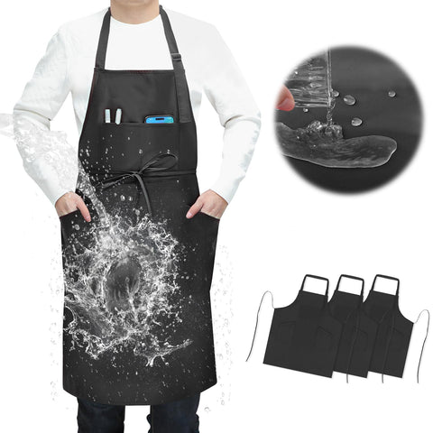 SHEOMERN delantal de cocina 3 piezas con 4 bolsillos para acceso rápido.