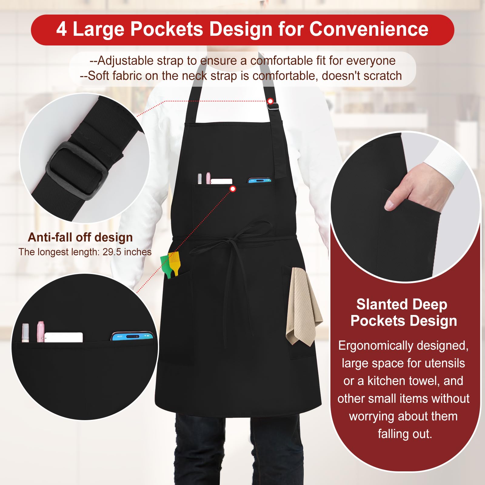 SHEOMERN delantal de triple capa para protección durante la cocina.