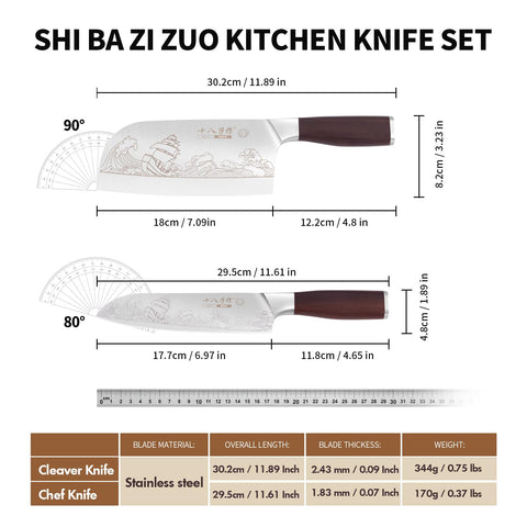 SHI BA ZI ZUO cleaver de 7.09 pulgadas, corte eficiente de carne y huesos