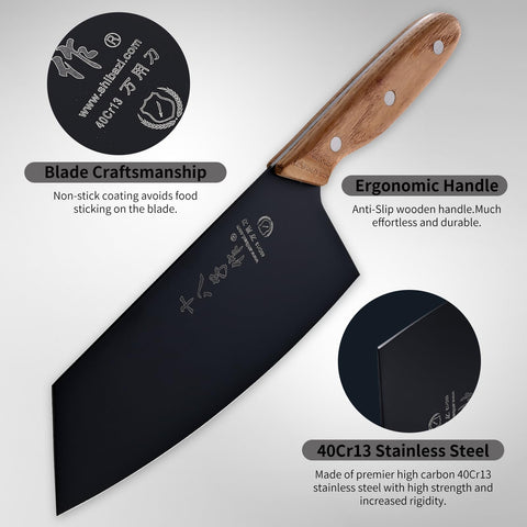 SHI BA ZI ZUO cuchillo chino ergonómico, mango de madera para agarre cómodo