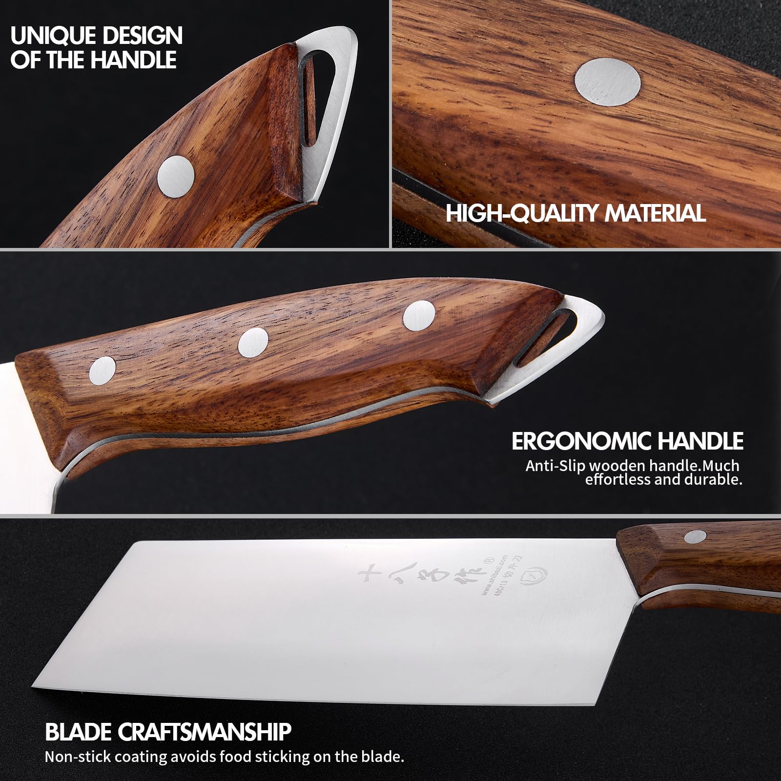 SHI BA ZI ZUO mango-madera-ergonomico ofrece agarre seguro.