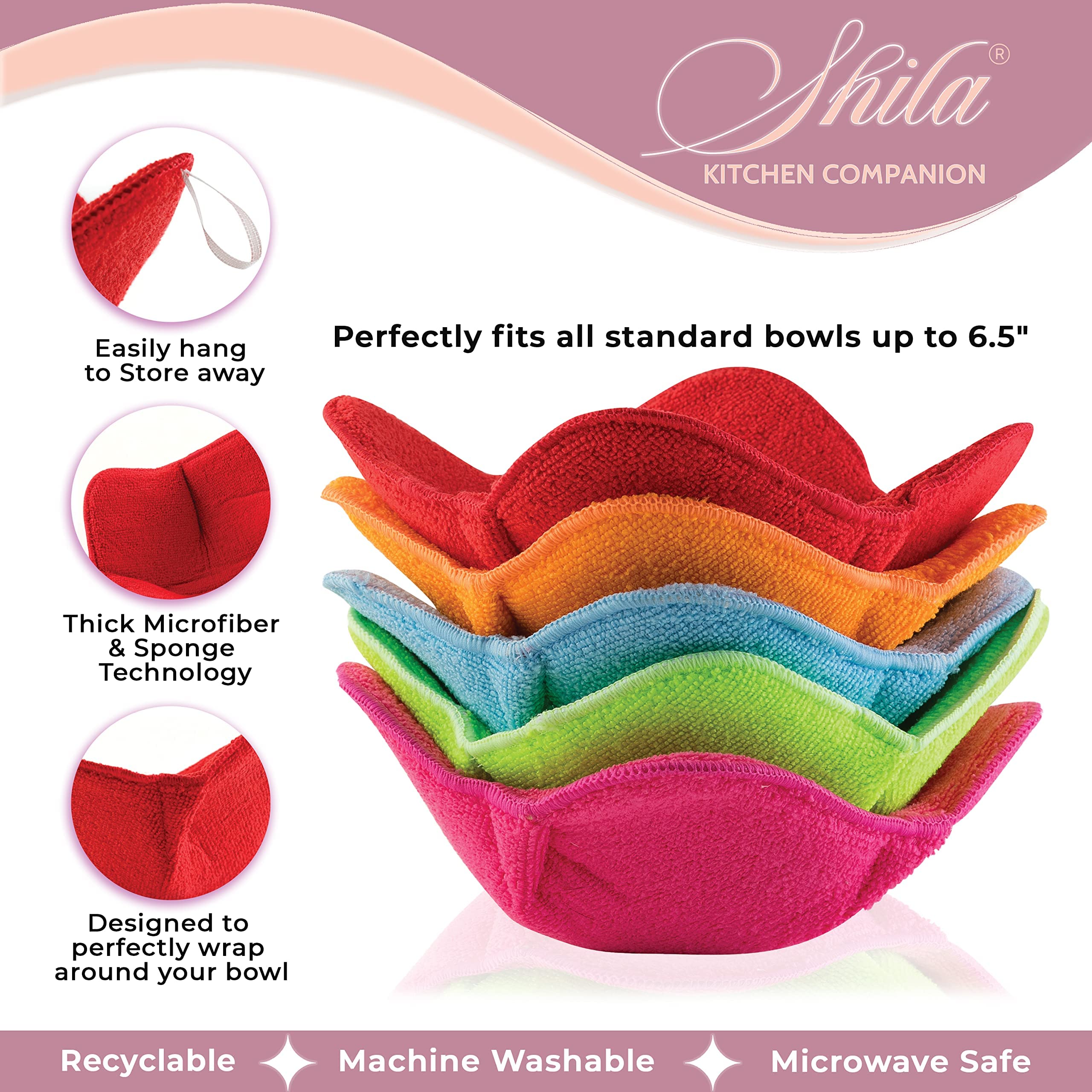 SHILA Bowl Snuggies aptos para microondas y fáciles de lavar