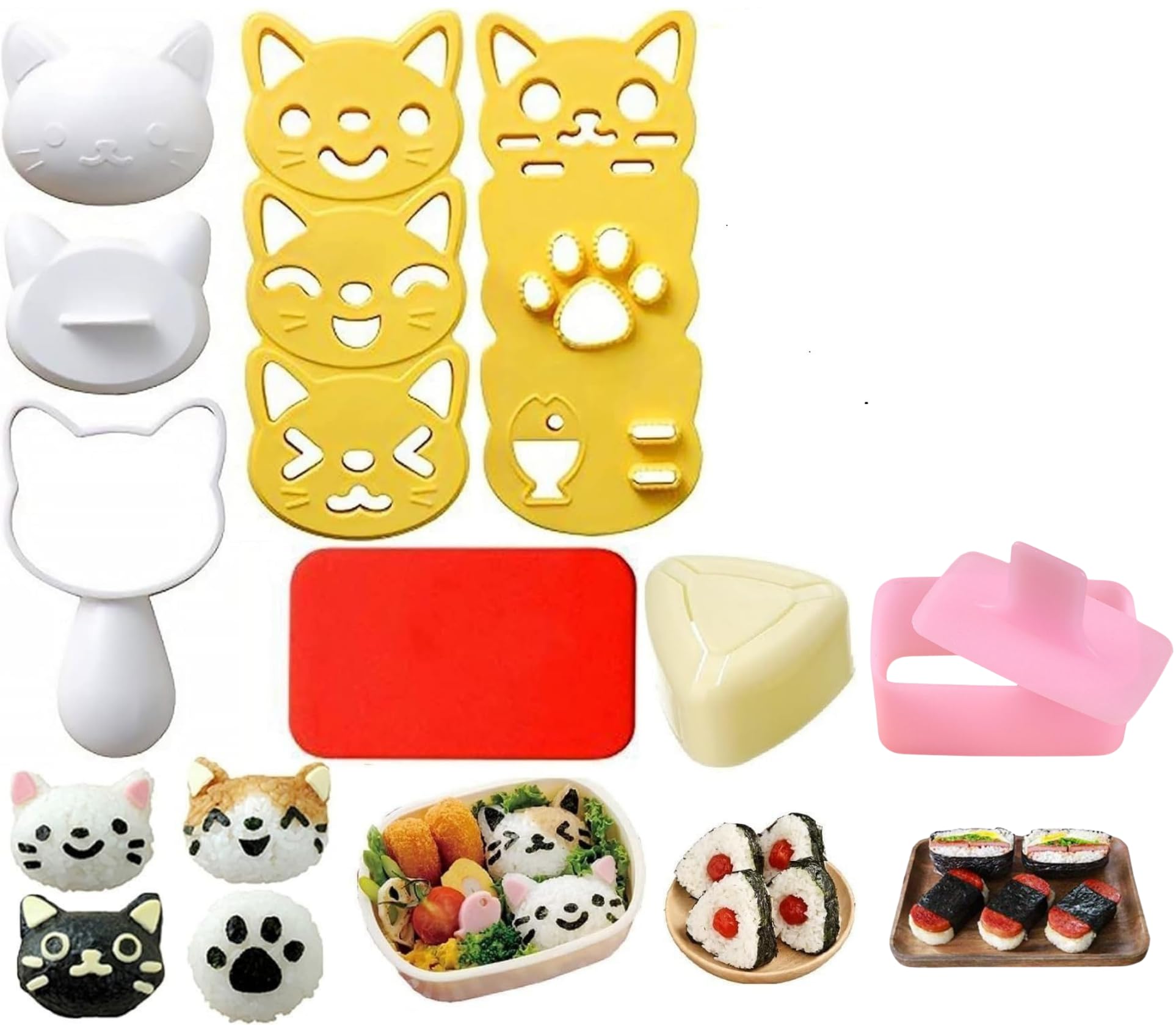 SHIMANY onigiri gatos: molde para bolitas de arroz divertidas para loncheras