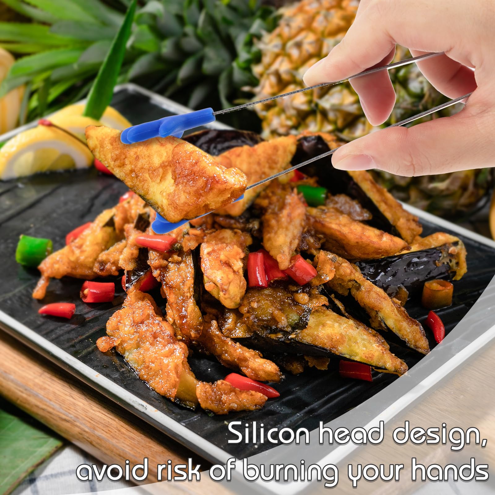 Shindel pinzas mini de silicona para frutas, servicio higiénico y preciso.