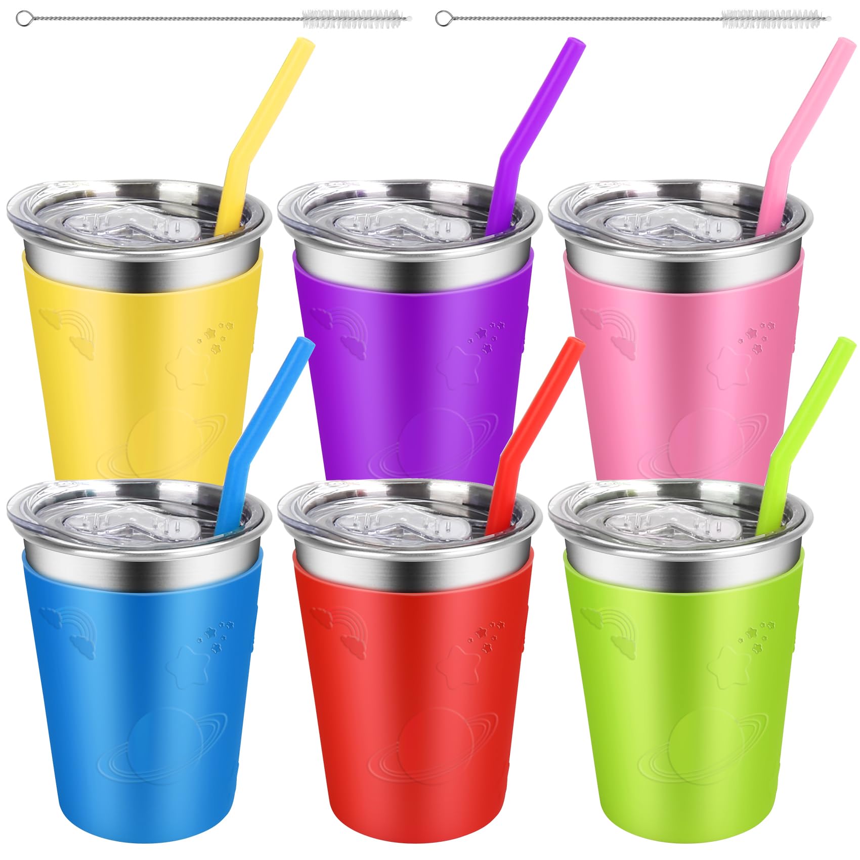 ShineMe tazas infantiles con mangas removibles en seis colores para identificación.
