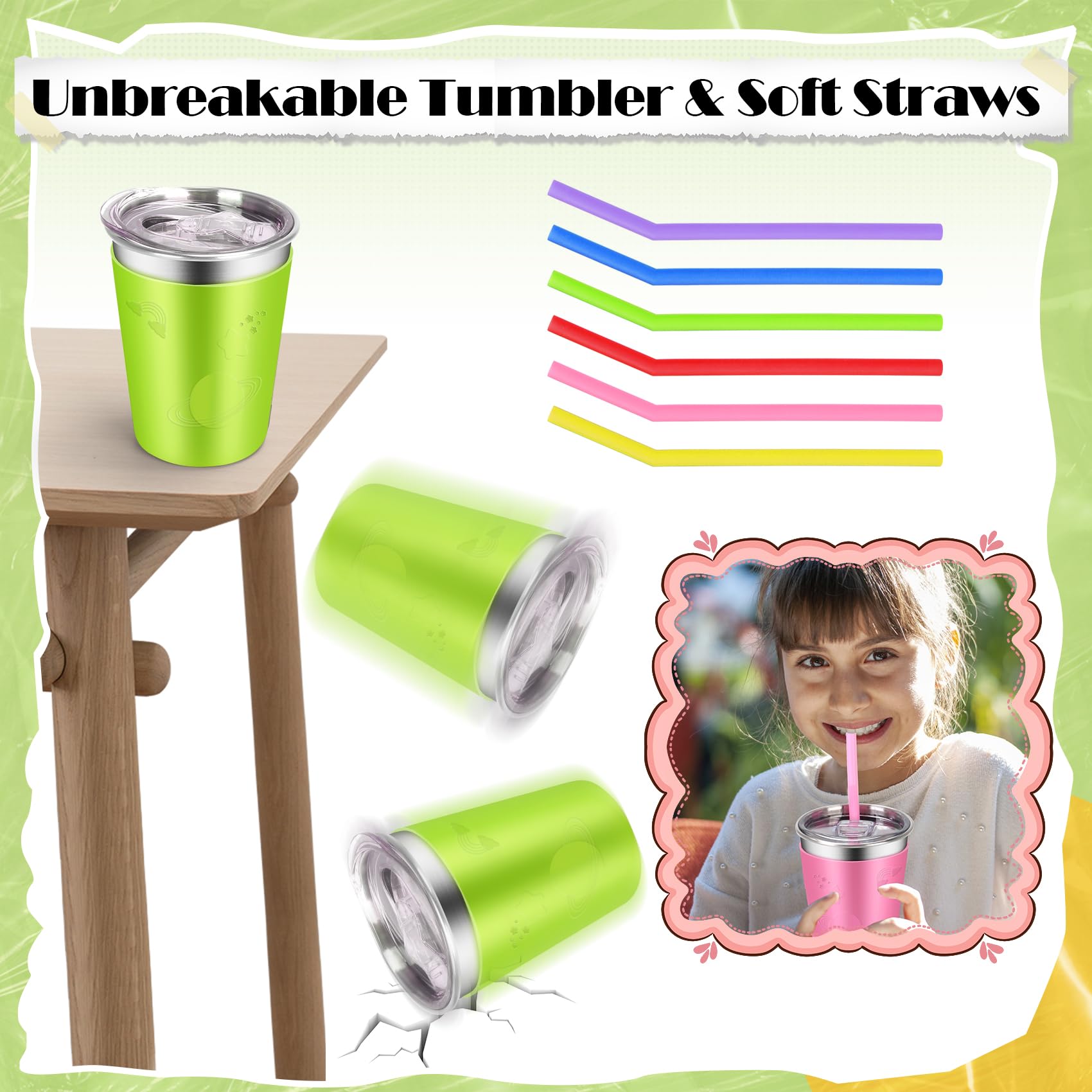 ShineMe uso versátil para leche, jugo o agua con pajilla.