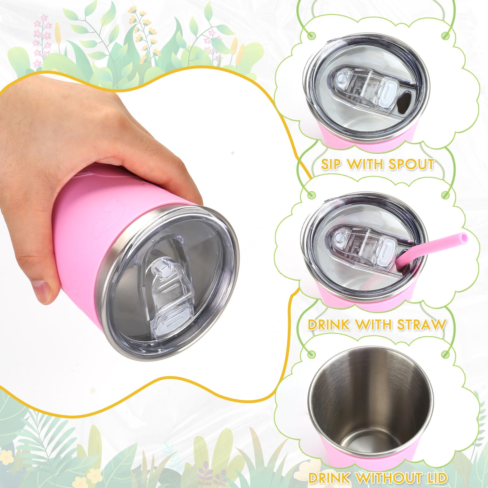 ShineMe taza de acero inoxidable seguro y duradero para niños.