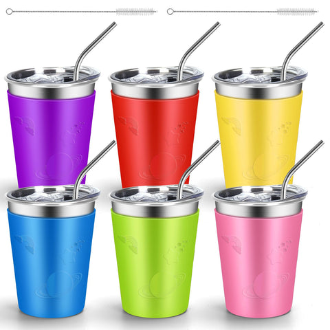 ShineMe tazas de acero inoxidable para niños 12 onzas, duraderas para uso diario.