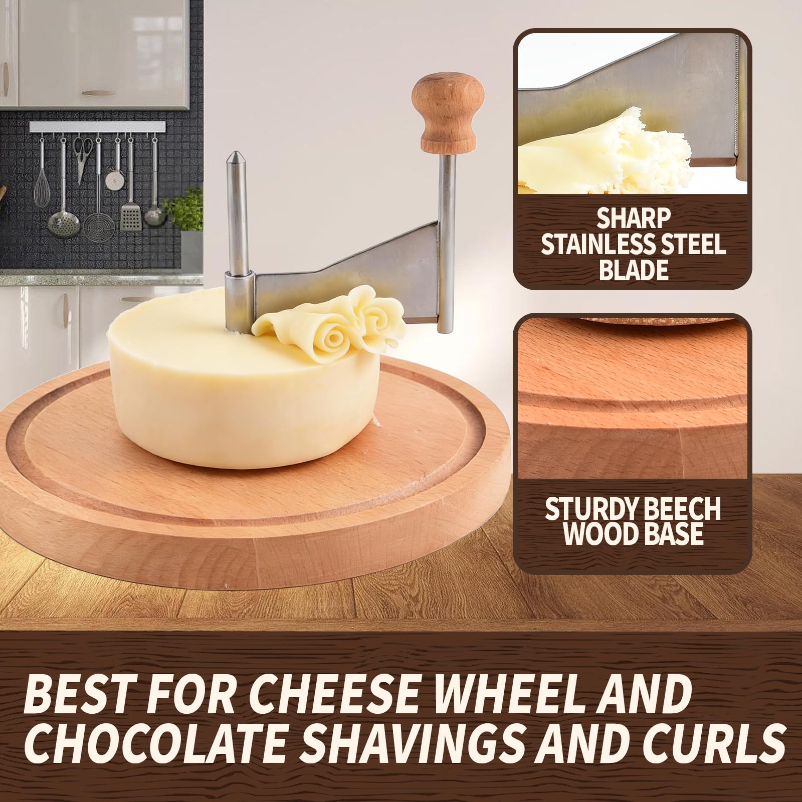 Rizador de queso ShinianYa: base de haya estable y duradera