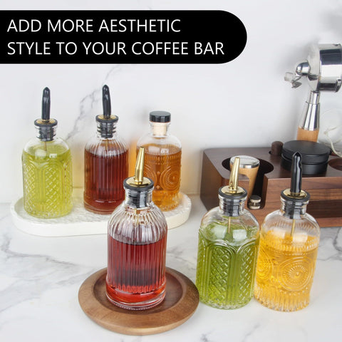 Conjunto de 6 botellas de jarabe de vidrio Shining Craft para uso diario.
