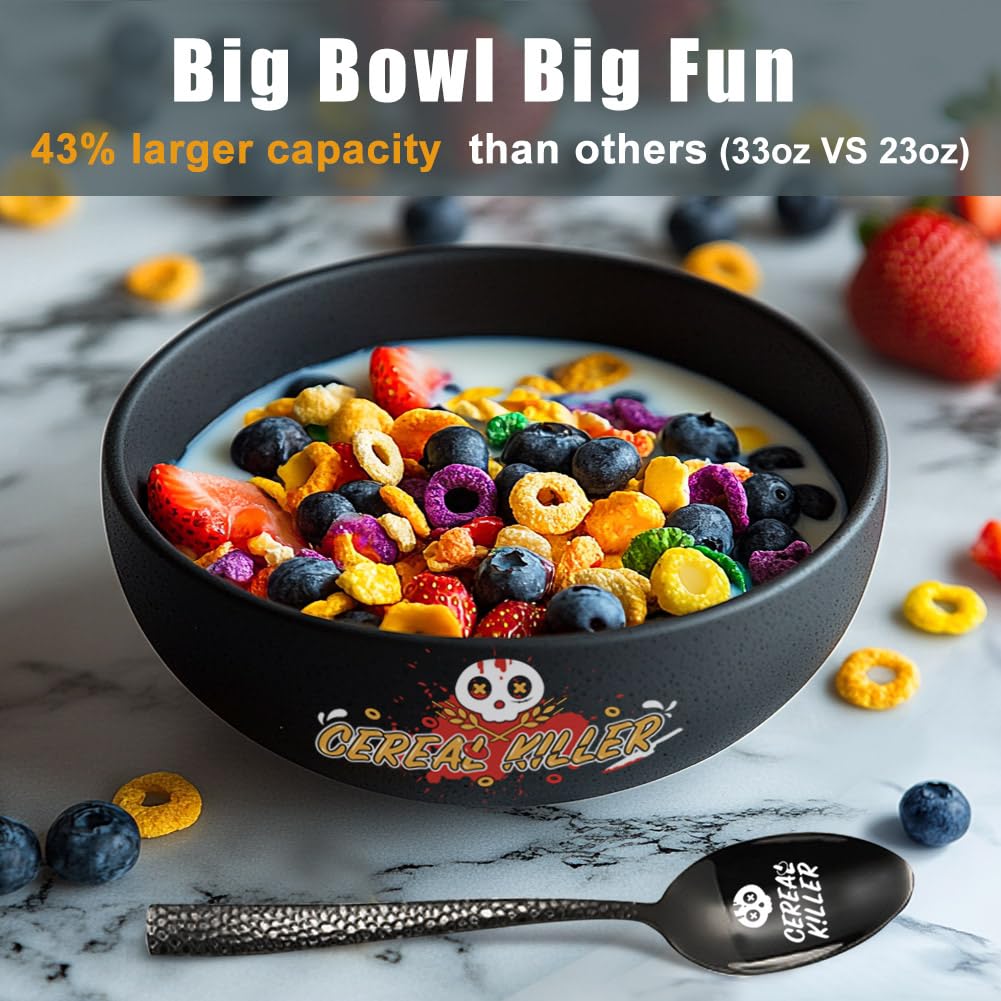 shiningsoul cuchara cereal killer de 6-7 pulgadas con mango ergonómico y aro antideslizante.