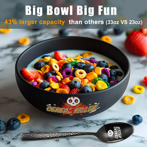 shiningsoul cuchara cereal killer de 6-7 pulgadas con mango ergonómico y aro antideslizante.