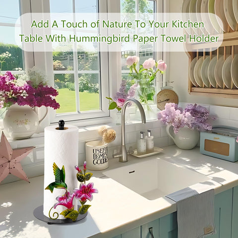 Shinlar porta-papel detalle 3D colibrí y flor para mesa.