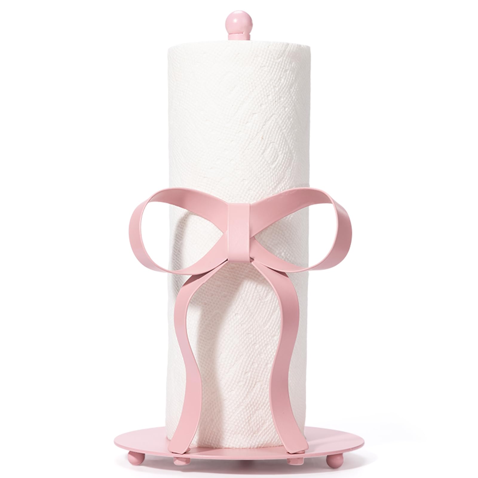Shinlar soporte papel toalla lazo rosa en encimera, añade encanto práctico.