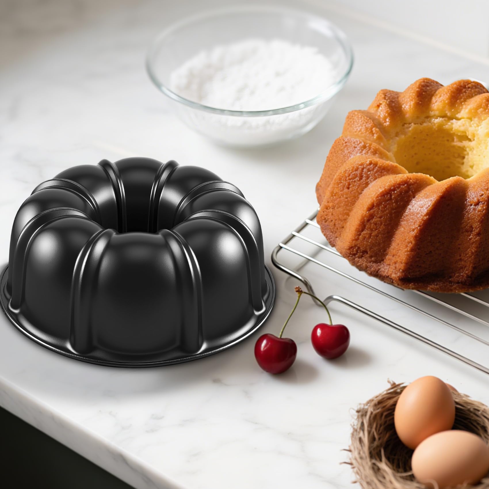 Shinsin Bundt Pan acabado negro para cocina moderna