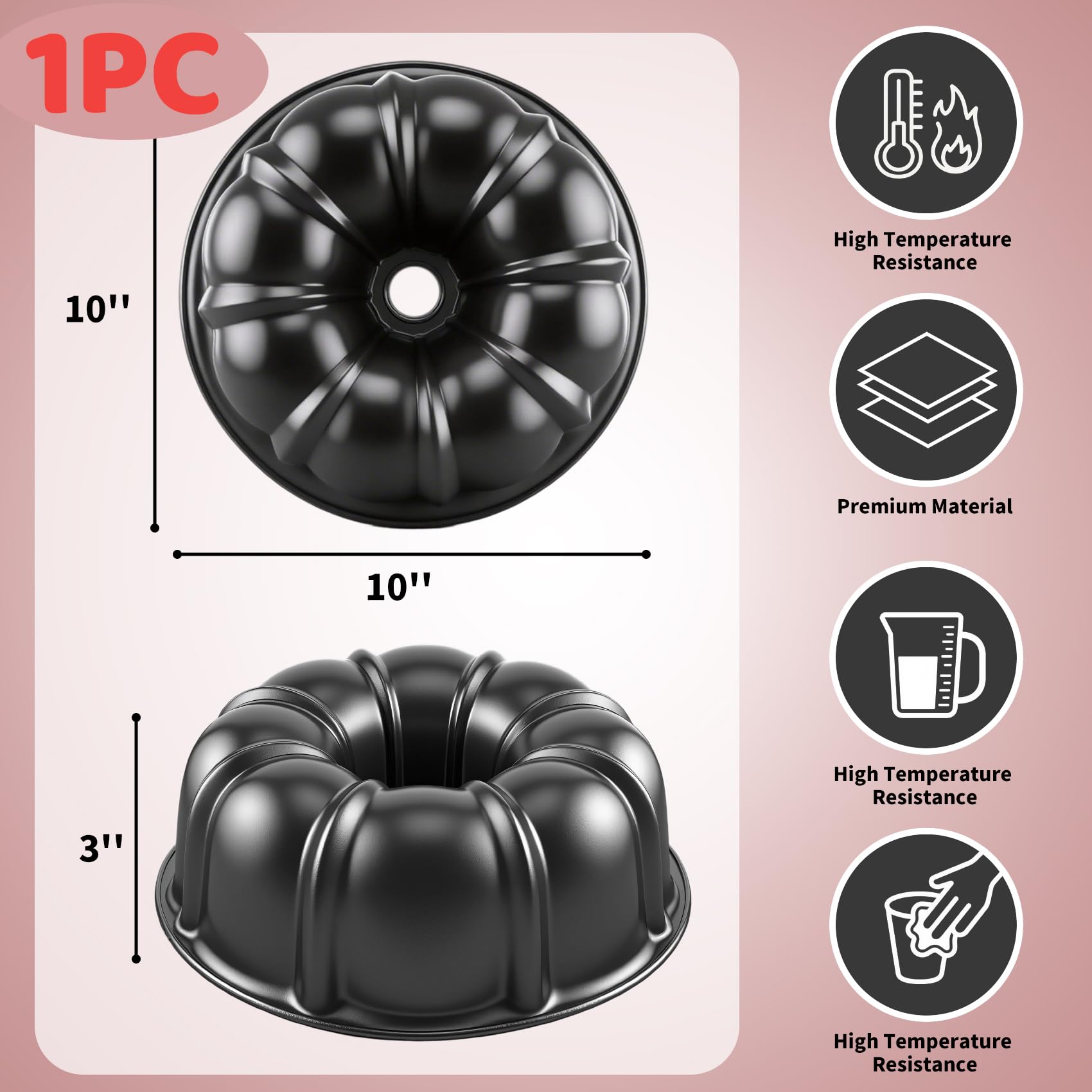 Shinsin Bundt Pan con tubo central para horneados uniformes