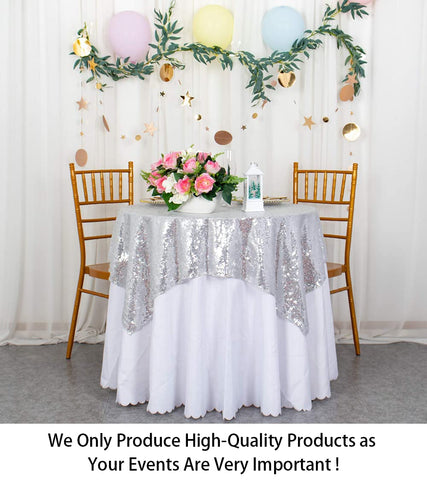 Detalle borde rematado del mantel lentejuelas plata de ShinyBeauty