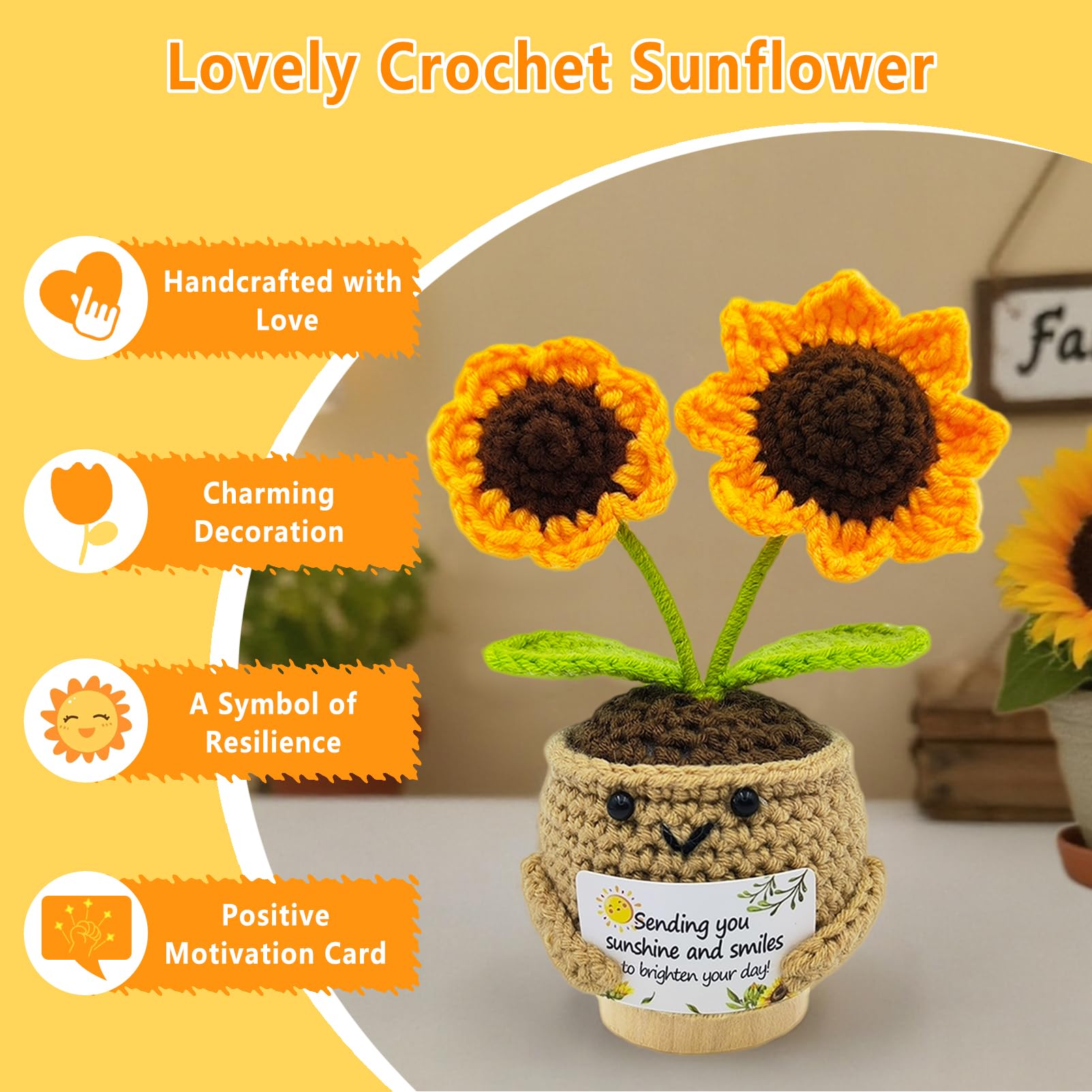 SHINYHARBOR peluche girasol tejido que alegra la habitación