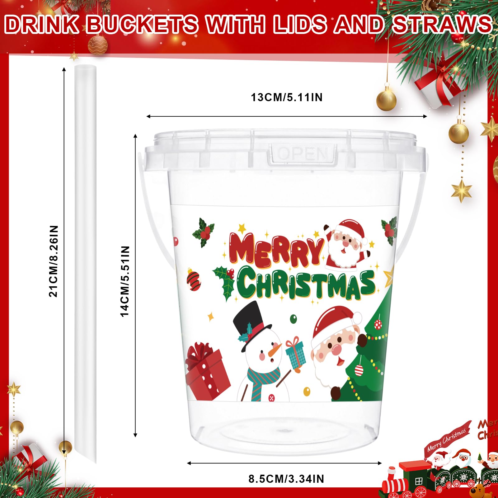 Shinymoon cubos navidad con pajillas, prácticos para bebidas frías y calientes.