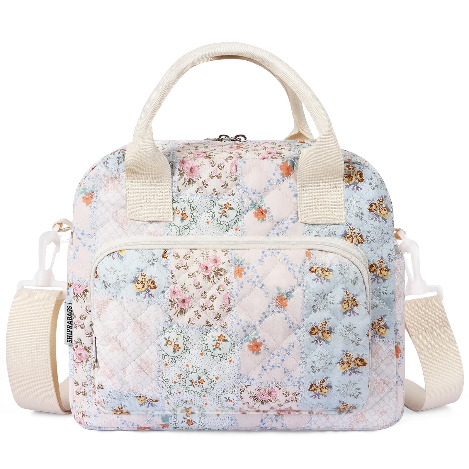 shiprabags bolsa lunch para mujeres azul floral, diseño elegante para oficina