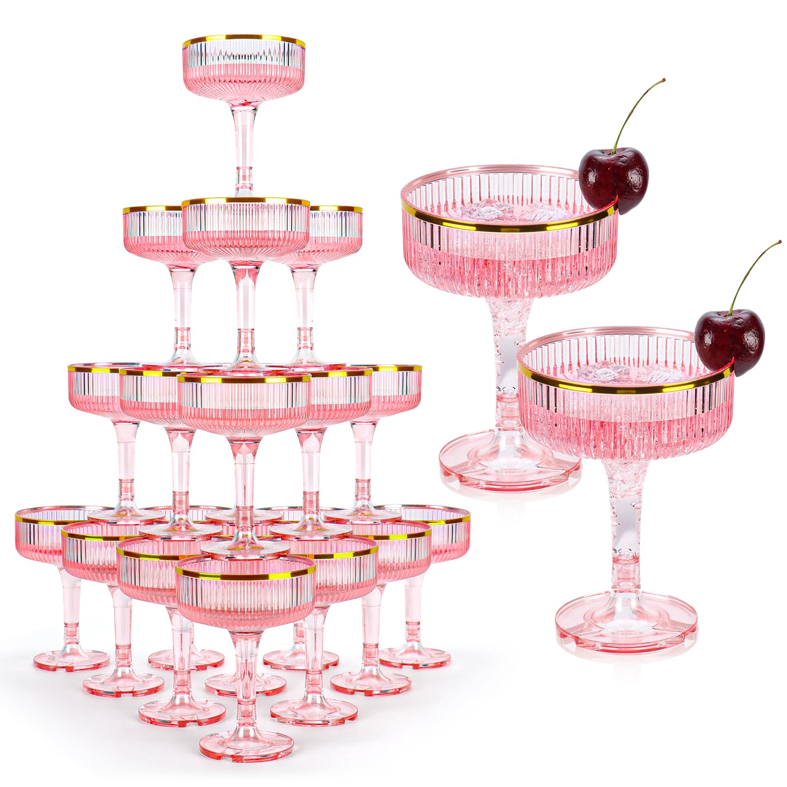 SHIQIKEJIPTY torre champagne rosada 7oz para bodas y eventos