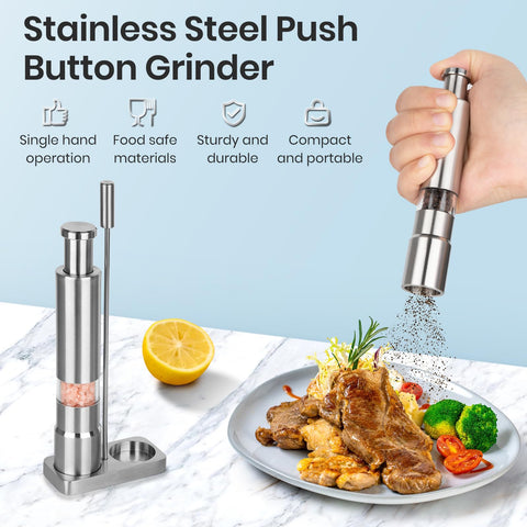 Molinillo de sal manual Shker con una mano, cómodo en la cocina.