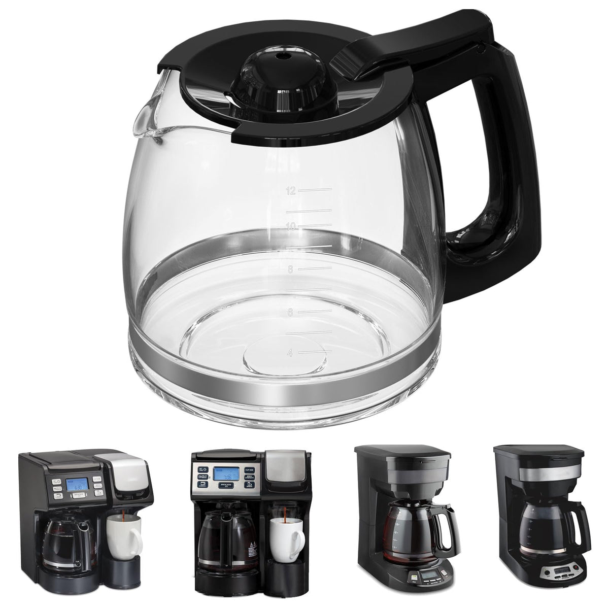 Jarra Shonshon de 12 tazas lista para servir café con claridad y estilo.