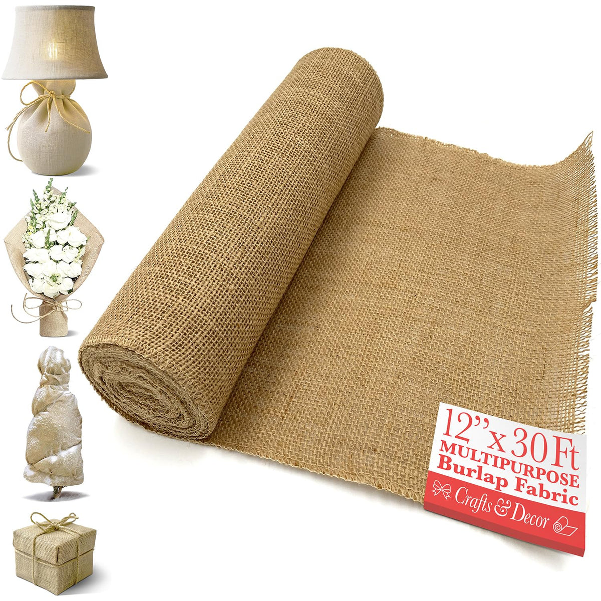 Shop Square arpillera natural con textura de yute, ideal para decoración rústica.