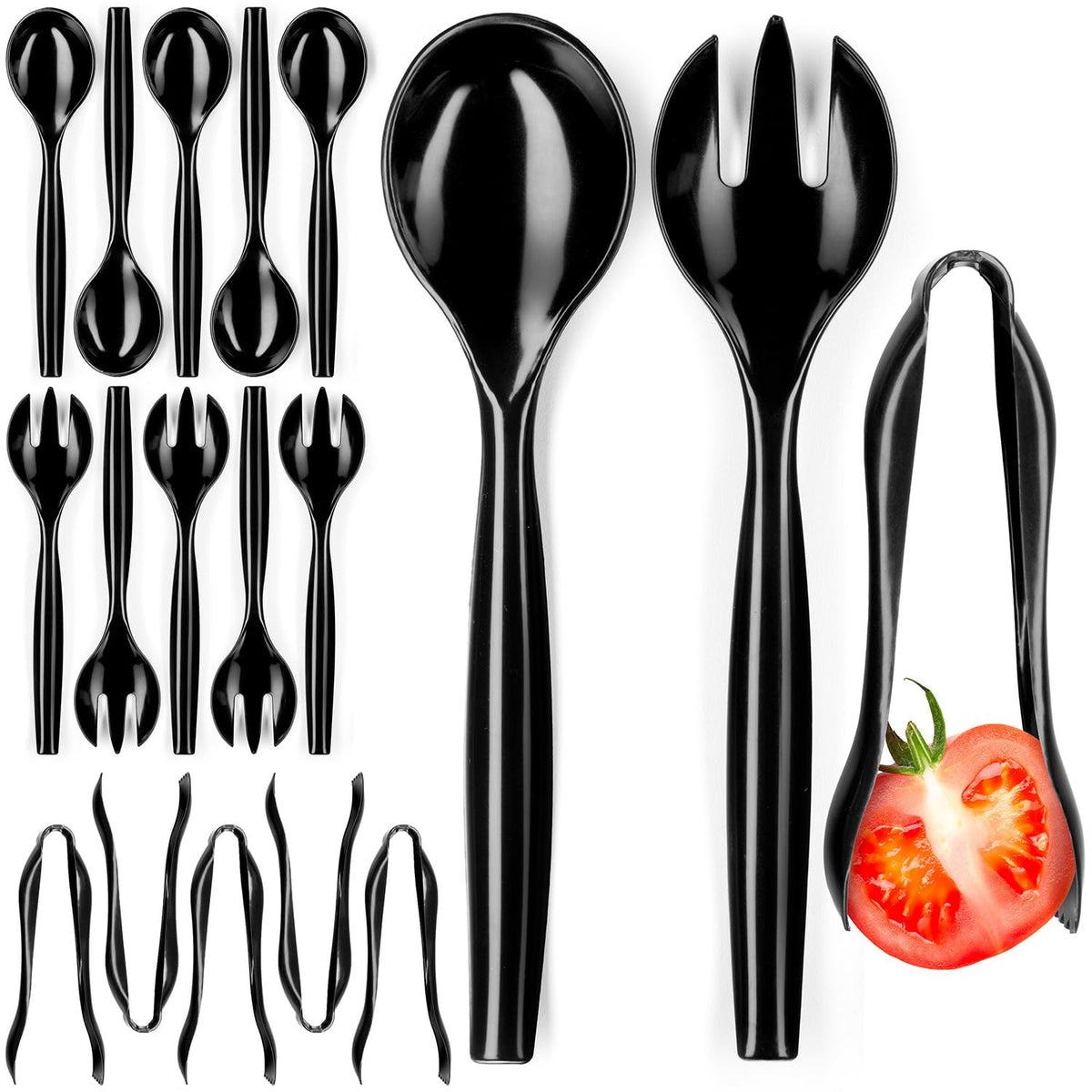 Shop Square set de utensilios desechables negros para buffet, conjunto completo para servicio.