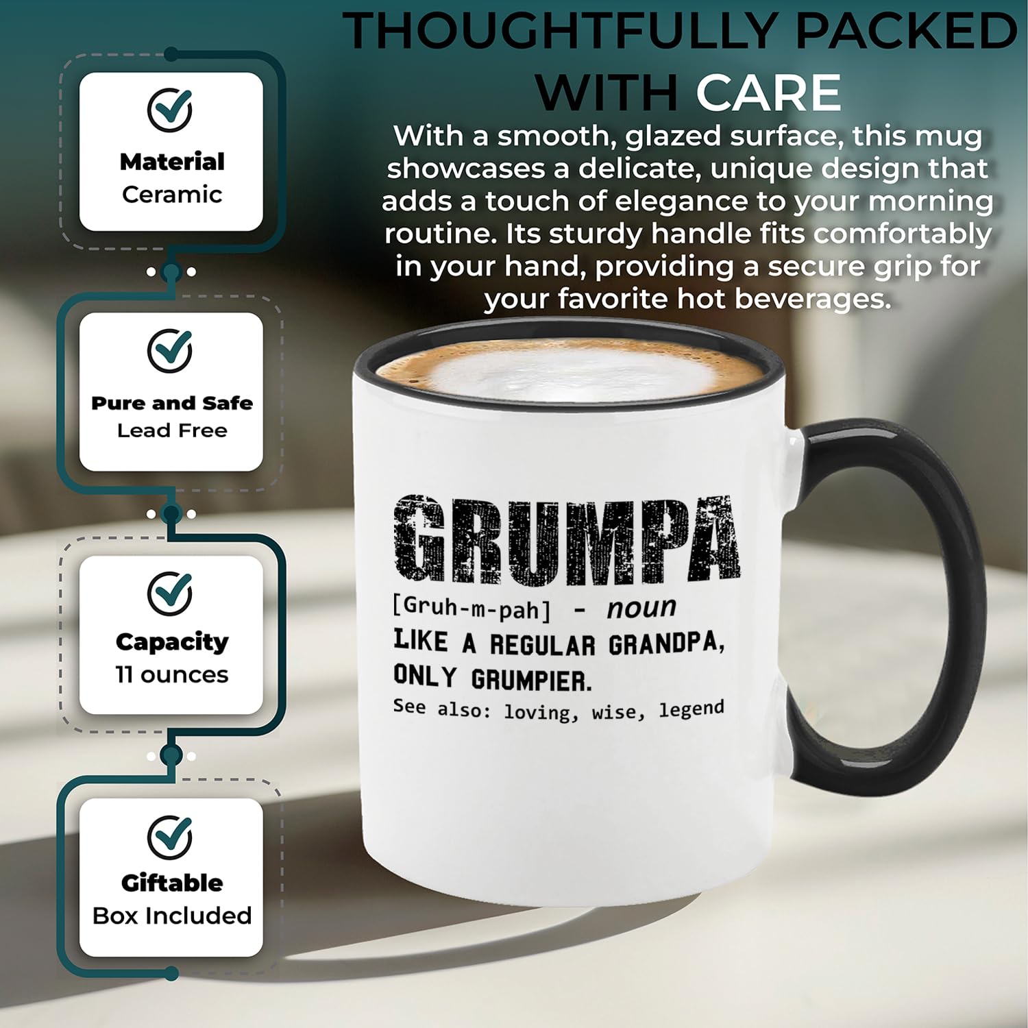 shop4ever Grumpa-imprime-dos-caras: diseño legible para uso ambidestro.