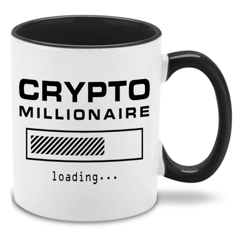 Shop4ever Taza Cripto Millonario Cargando, frontal, regalo ideal para entusiastas de cripto.