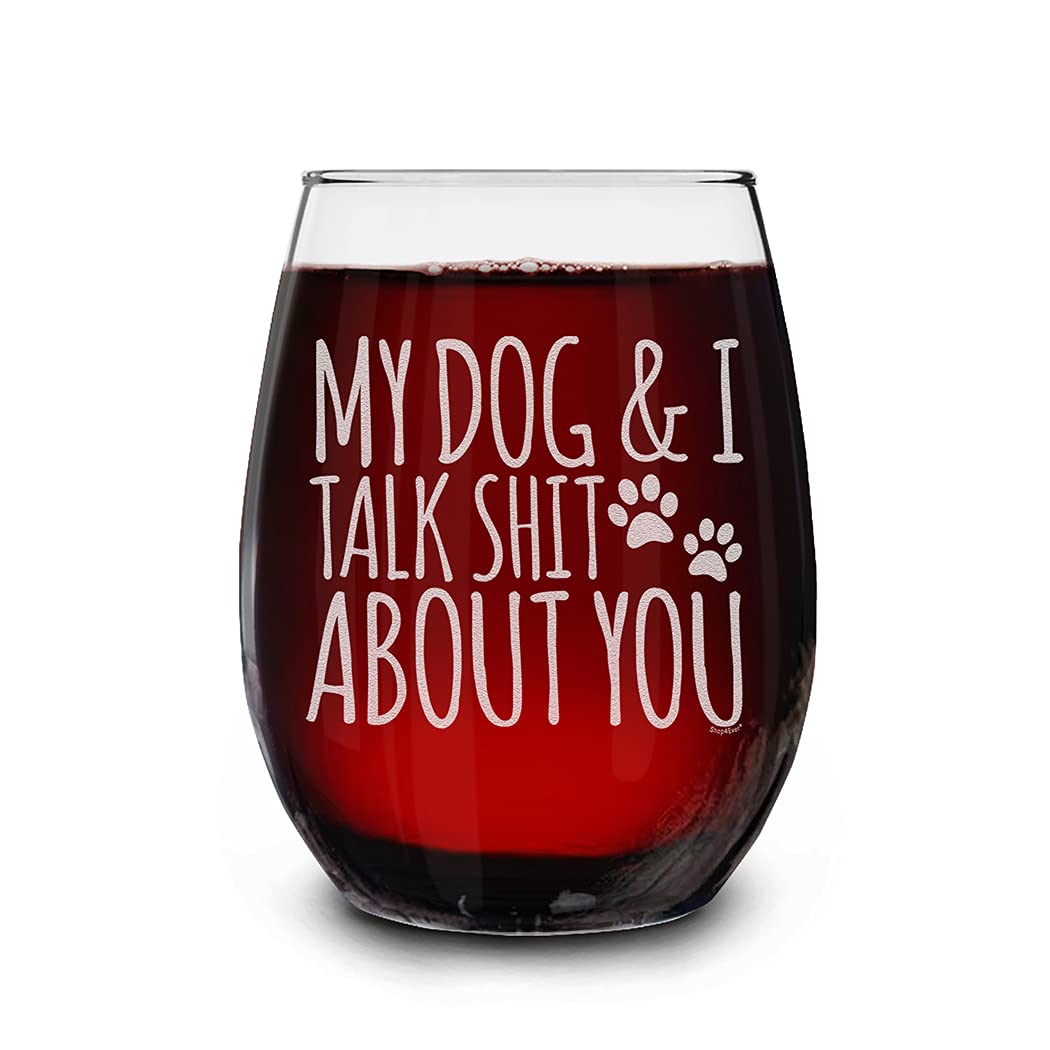 shop4ever vaso de vino sin tallo con grabado, regalo ideal para amantes de perros