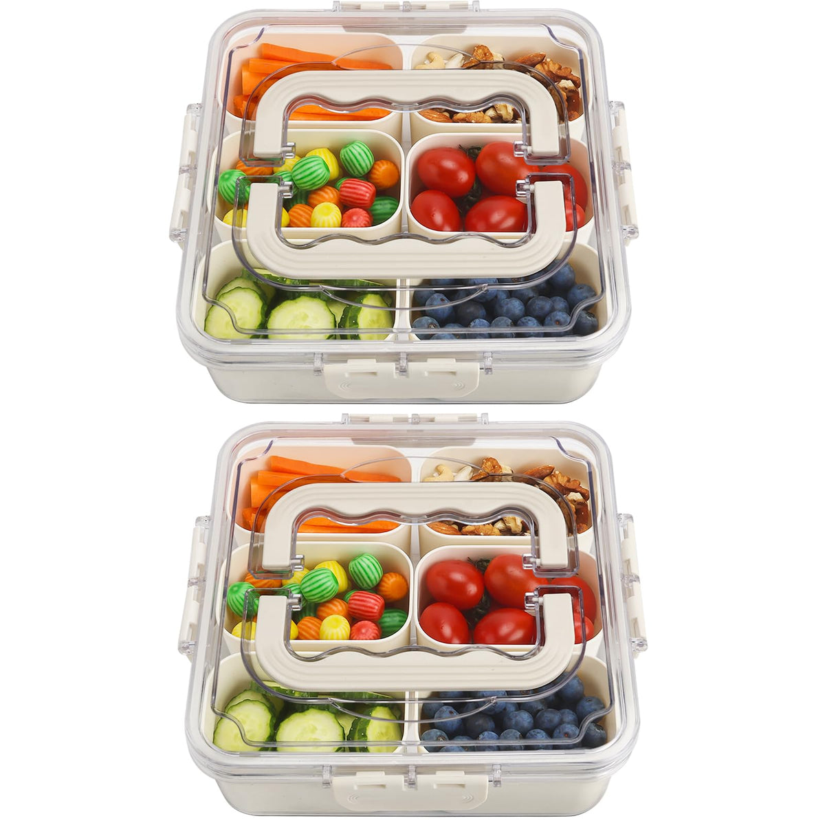 Bandeja dividida con tapa de shopwithgreen, ideal para servir bocadillos de forma ordenada.
